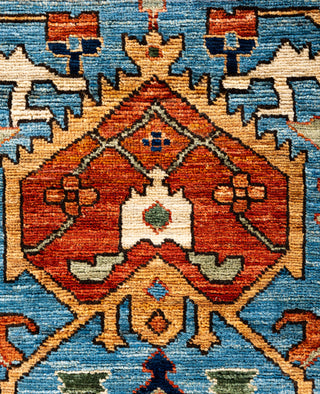 Serapi One of a kind Wool Light Blue Area Rug 2' 7" x 9' 11"