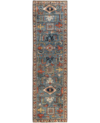 Serapi One of a kind Wool Light Blue Area Rug 2' 8" x 9' 6"