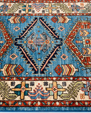 Serapi One of a kind Wool Light Blue Area Rug 2' 9" x 9' 9"