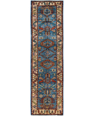 Serapi One of a kind Wool Light Blue Area Rug 2' 9" x 9' 9"