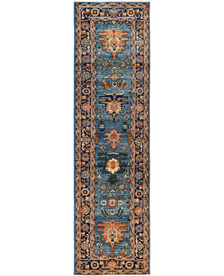 Serapi One of a kind Wool Light Blue Area Rug 2' 7" x 9' 5"