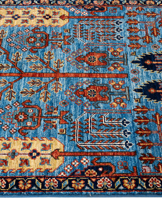 Serapi One of a kind Wool Light Blue Area Rug 2' 9" x 10' 1"