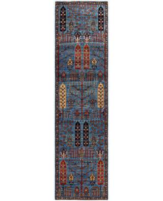 Serapi One of a kind Wool Light Blue Area Rug 2' 9" x 10' 1"