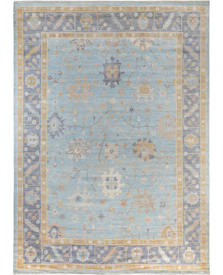 Oushak One of a kind Wool Light Blue Area Rug 9' 8" x 13' 6"