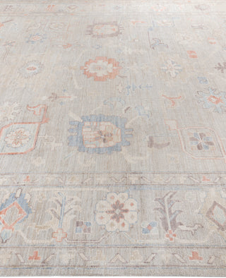 Oushak One of a kind Wool Light Gray Area Rug 9' 10" x 13' 4"