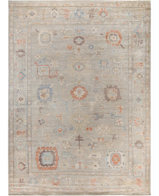 Oushak One of a kind Wool Light Gray Area Rug 9' 10" x 13' 4"