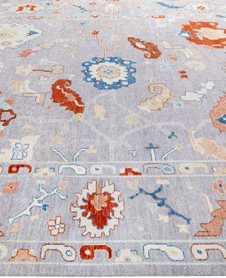 Oushak One of a kind Wool Gray Area Rug 9' 10" x 13' 8"