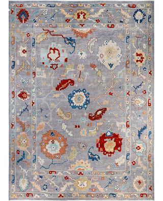 Oushak One of a kind Wool Gray Area Rug 9' 10" x 13' 8"
