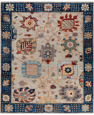 Oushak One of a kind Wool Light Gray Area Rug 8' 1" x 9' 9"