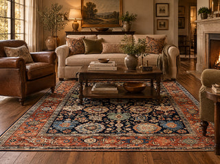 Traditional Hand Knotted Serapi Tribal Blue Area Rug 6' 5" x 9' 2"
