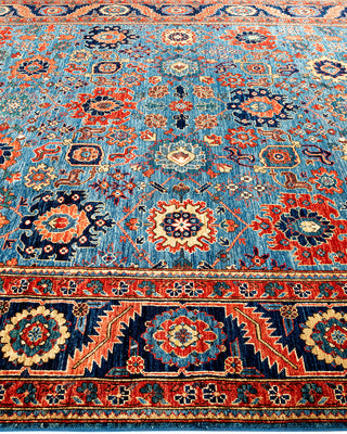 Traditional Hand Knotted Serapi Tribal Blue Area Rug 7' 11" x 10' 1"