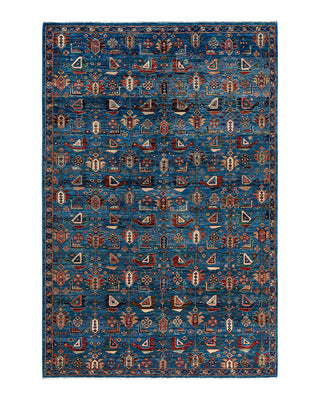 Traditional Serapi Wool Hand Knotted Blue Area Rug 6' 0" x 9' 1"