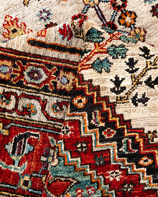 Traditional Hand-Knotted Serapi Beige Area Rug 6' 3" x 9' 1"