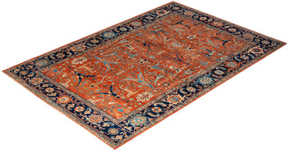 Traditional Serapi Wool Hand Knotted Orange Area Rug 6' 1" x 9' 1"