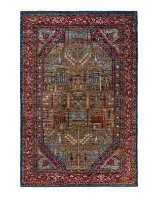 Traditional Serapi Wool Hand Knotted Green Area Rug 5' 10" x 8' 9"