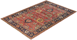 Traditional Hand-Knotted Serapi Pink Area Rug 6' 2" x 9' 1"