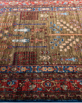 Traditional Hand-Knotted Serapi Green Area Rug 3' 10" x 5' 11"