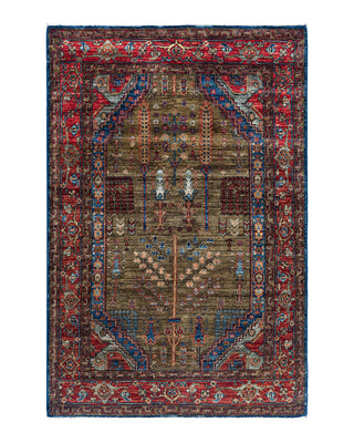 Traditional Serapi Wool Hand Knotted Green Area Rug 3' 10" x 5' 11"