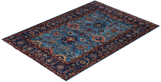 Traditional Serapi Wool Hand Knotted Blue Area Rug 4' 0" x 5' 8"