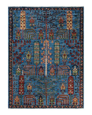 Traditional Serapi Wool Hand Knotted Blue Area Rug 4' 2" x 5' 7"