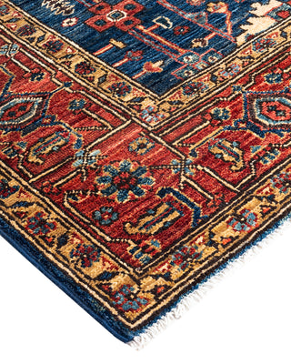 Traditional Serapi Wool Hand Knotted Blue Area Rug 4' 0" x 5' 7"
