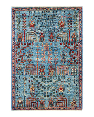 Traditional Serapi Wool Hand Knotted Blue Area Rug 4' 2" x 6' 1"