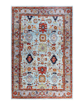 Serapi, One-of-a-Kind Hand-Knotted Area Rug  - Light Blue, 6' 2" x 9' 5"