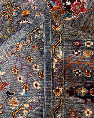 Bohemian Tribal Wool Hand Knotted Gray Area Rug 9' 2" x 11' 8"