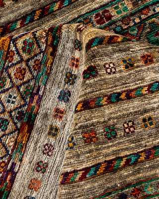 Bohemian Tribal Wool Hand Knotted Brown Area Rug 8' 2" x 9' 10"