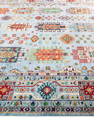 Bohemian Tribal Wool Hand Knotted Light Blue Area Rug 8' 3" x 10' 4"
