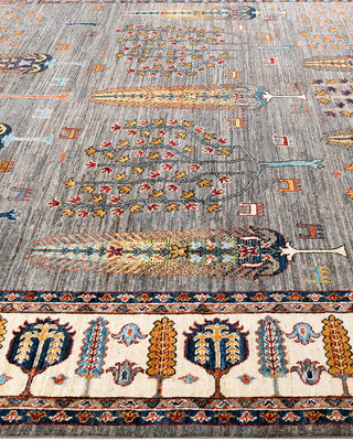 Bohemian Tribal Wool Hand Knotted Brown Area Rug 8' 2" x 9' 9"