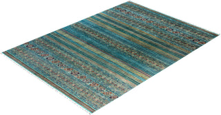 Bohemian Tribal Wool Hand Knotted Aqua Area Rug 8' 8" x 11' 11"