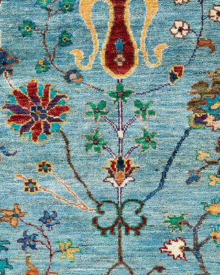 Bohemian Tribal Wool Hand Knotted Light Blue Area Rug 8' 3" x 9' 11"