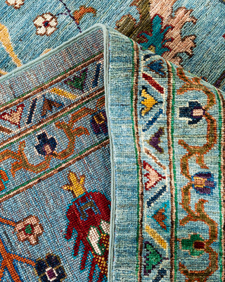Bohemian Tribal Wool Hand Knotted Light Blue Area Rug 8' 3" x 9' 11"