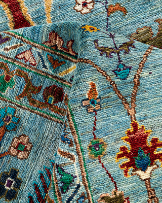 Bohemian Tribal Wool Hand Knotted Light Blue Area Rug 8' 3" x 9' 11"