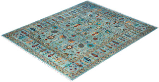 Bohemian Tribal Wool Hand Knotted Light Blue Area Rug 8' 3" x 9' 11"