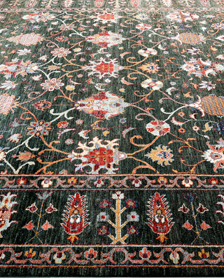 Bohemian Tribal Wool Hand Knotted Green Area Rug 8' 2" x 9' 8"