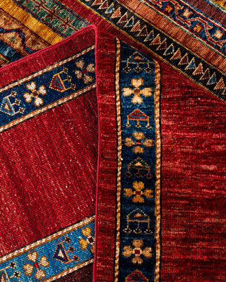 Bohemian Tribal Wool Hand Knotted Red Area Rug 9' 2" x 12' 1"