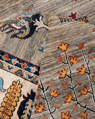 Bohemian Tribal Wool Hand Knotted Fawn Area Rug 9' 1" x 11' 9"
