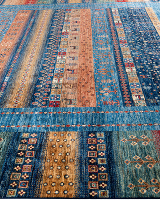 Bohemian Tribal Wool Hand Knotted Blue Area Rug 9' 2" x 11' 8"