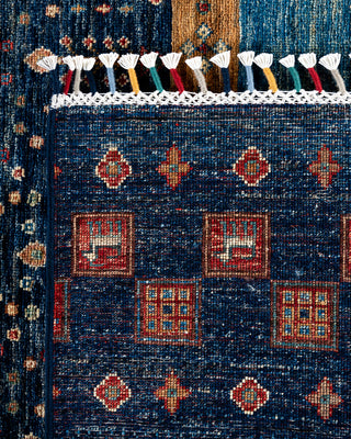 Bohemian Tribal Wool Hand Knotted Blue Area Rug 9' 2" x 11' 8"