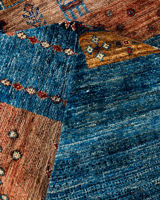Bohemian Tribal Wool Hand Knotted Blue Area Rug 9' 2" x 11' 8"