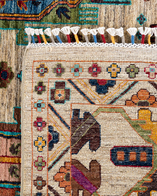 Bohemian Tribal Wool Hand Knotted Fawn Area Rug 9' 0" x 12' 10"