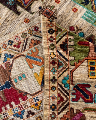 Bohemian Tribal Wool Hand Knotted Fawn Area Rug 9' 0" x 12' 10"