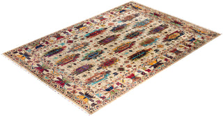 Bohemian Tribal Wool Hand Knotted Fawn Area Rug 9' 0" x 12' 10"