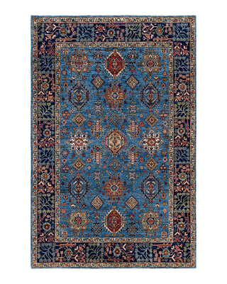 Traditional Serapi Wool Hand Knotted Light Blue Area Rug 6' 1" x 9' 4"