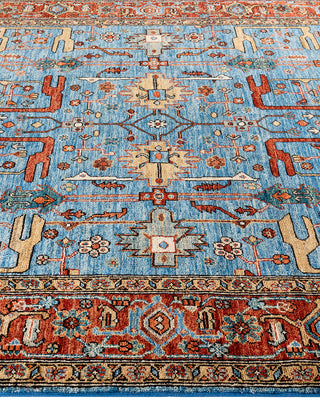 Traditional Serapi Wool Hand Knotted Light Blue Area Rug 6' 1" x 8' 9"