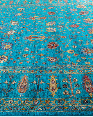Bohemian Tribal Wool Hand Knotted Green Area Rug 8' 10" x 12' 0"