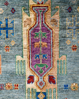 Bohemian Tribal Wool Hand Knotted Gray Area Rug 9' 2" x 12' 0"