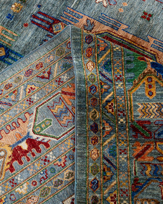 Bohemian Tribal Wool Hand Knotted Gray Area Rug 9' 2" x 12' 0"